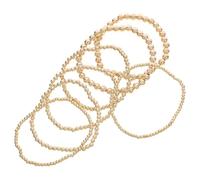 OKUMEYR Bracelet Extensible à Perles Dorées pour Femmes - Ensemble de 7 Pièces - Bracelets Empilables en Alliage Doré - Taille Multiple - Bijoux pour Présents et Occasions Spéciales
