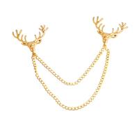 OKUMEYR Broche à Tête de Cerf en Alliage Or Chaîne à Franges Dorées, Épingle de Col de Chemise Élégante pour Décoration et Assortiment de Vêtements