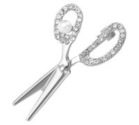 OKUMEYR Broche Chic en Alliage de Ciseaux avec Cristaux Argentés, Épingle à Mode Décorative et Résistante pour Vêtements et Chapeaux, pour Anniversaire