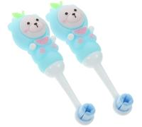 OKUMEYR Brosse à Dents Garçon et Filles 2pcs Poils Souples en Silicone Forme Ours pour Tout-petit de 0 à 9, Nettoyage et Sécurité Garantie