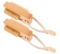 OKUMEYR Brosse à Ongles Réversible en Bambou Naturel Poils Robustes, 2pcs pour Nettoyage des Mains à Domicile, Outil Portable pour Ongles
