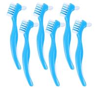 OKUMEYR Brosses à Dents Double Face Bleu Lot de 6 en Plastique, Nettoyant pour Fausses Dents pour Prothèse Dentaire pour Usage Domestique