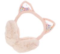 OKUMEYR Cache-oreilles Chaud en Peluche Beige pour Garçons et Filles, Motif Chat Pliable, Coupe-vent, Accessoire Confortable pour Activités en Plein Air et Déplacements
