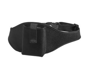 OKUMEYR Ceinture Micro Fitness Néoprène Noire Pochette Frontale Réglable | Fermeture Rapide, Maintien Sûr, Application Flexible, pour Haut-parleur et Téléphone, Yoga et Aventures
