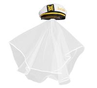OKUMEYR Chapeau de Marin Bleu Marine avec Voile Accessoire pour Mariée Enterrement de Vie de Jeune Fille Taille Unique Style Cérémonie Plage et Mariage