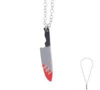 OKUMEYR Collier Pendentif Couteau Réaliste Sanglant Bijoux Gothiques pour Hommes Design Unique en Alliage pour Halloween et Voyage