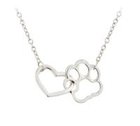 OKUMEYR Collier Présent Cœur Empreinte de Patte en Alliage Argenté Empreinte de Patre Élégant et Unique pour Femmes et Filles pour Mariages et Saint-valentin