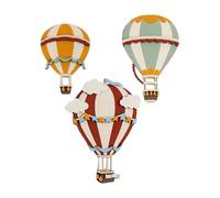 OKUMEYR Décoration Murale en Bois 3PCS Montgolfière, Style Moderne avec Bordures Lisses, Support Mural pour Chambres d'Enfants et Événements de Naissance