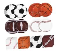 OKUMEYR Décorations de fête d'anniversaire de basket- Assiettes et serviettes à thème sportif Assiettes en papier faciles à utiliser Décor de ballon de football