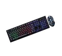 OKUMEYR Ensemble Clavier et Souris Filaires Gaming Ergonomiques, Clavier Mécanique Suspendu Rétroéclairé LED, Kit USB pour Joueurs, Usage Bureau et Maison, Couleur Noire