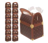 OKUMEYR Lot de 10 Boîtes à Bonbons de Coffre au Trésor, en Carton Rigide, Format Petit, Couleur Rouge et Or, Boîte Présent pour Invités pour Fêtes, Mariages et Emballage de Bijoux