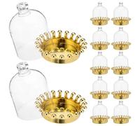 OKUMEYR Lot de 12 Boîtes à Bonbons Rondes en Plastique avec Couvercle Transparent de Dôme et Base Dorée, Boîtes à Dragées pour Mariage et Fêtes, Contenant Décoratif Réutilisable