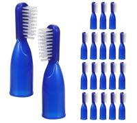 OKUMEYR Lot de 20 Brosses à Dents de Prison Miniatures Demi-Doigt Plastique Bleu Poils Souples Résistantes à L’Usure pour Hygiène Bucco-Dentaire en Établissement et Centre de