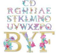 OKUMEYR Lot de 26 Lettres Thermocollantes Brodées Fleurs, Écussons en Tissu pour Vêtements, Patchs à Repasser Décoratifs pour Paquet, Jeans, Couture Diy, Accessoires Personnalisés