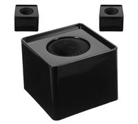 OKUMEYR Lot de 3 Drapeaux Logo de Microphone Carrés Noirs en Plastique pour Station de Microphone, Support Stable pour Interview, Karaoké et Enregistrement, Accessoire Micro Polyvalent
