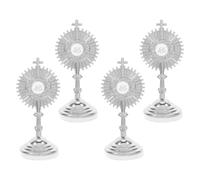 OKUMEYR Lot De 4 Croix De Table Catholiques : Crucifix Jésus Debout en Métal pour La Décoration De La Chapelle De Prière À Domicile, Décoration De Table Chrétienne pour Le Culte Religieux