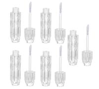 OKUMEYR Lot de 5 Tubes Vides pour Gloss à Lèvres, Flacons Rechargeables Transparents en Forme de Diamant, Mini Contenants Étanches pour Maquillage et Retouche en Déplacement