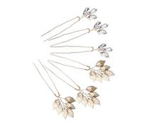 OKUMEYR Lot de 6 Épingles à Cheveux de Mariage en Alliage et Strass Forme Feuille, Faciles à Utiliser, Décoratives et Pratiques pour Mariées et Filles Lors D'engagements