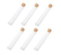 OKUMEYR Lot De 6 Tubes à Essai En Verre Borosilicaté 30x180 Mm Avec Bouchon En Liège, Flacons Transparents Pour Laboratoire, Stockage Pollen, Thé Et Huiles Essentielles