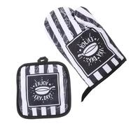 OKUMEYR Moufles Cuisine Résistants Chaleur 2Pcs Ensemble de Moufles Cuisine et Maniques Anti-Brûlure 100% Coton Barbecue Boulangerie Protection Complète