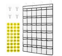 OKUMEYR Organiseur Suspendu Mural en Pvc Transparent 36 Compartiments avec Étiquettes Autocollantes, Rangement Pratique pour Porte, Support Multifonction pour Accessoires, pour Bureau