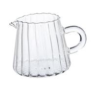 OKUMEYR Pichet à Lait Verre avec Poignée Verseur Précis à Bec Fin Petit Distributeur Transparent à Rayures Verticales pour Émulsionner Lait Espresso à Domicile et Café Professionnel