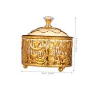OKUMEYR Plateau de Service Métal Doré pour Eid Bol à Bonbons Décoratif et Polyvalent Plateau Rond avec Couvercle pour Desserts Fruits Secs et Décoration Festive Ramadan et Fête Eid Mubarak