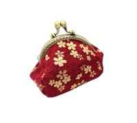 OKUMEYR Porte-Monnaie Capacité Modérée Vintage Motif Fleur de Cerisier Rouge en Polyester Pochette Créative pour Petites Affaires et Occasions Diverses