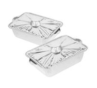 OKUMEYR Pots En Aluminium Pour Barbecue 2 Pièces Caissettes En Aluminium Résistantes Chaleur Camping Pique- Récipients Alimentaires Pot De Cuisson Pour Viande Et Légumes