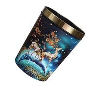 OKUMEYR Poubelle Ménagère En Métal Avec Couvercle Pivotant Et Motif Cerf En Cuir Pour Le Bureau Et La Maison