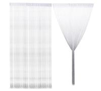 OKUMEYR Rideau à Fils Séparateur pour Porte 1x2m en Polyester Fil Argenté, Lot de 2 Pièces, Décoration Intérieure pour Couloir et Ambiance Festive