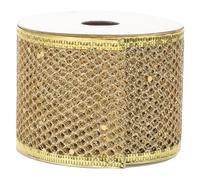 OKUMEYR Ruban Présent Festif en Maille à Paillettes Dorées, 9m