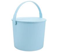 OKUMEYR Seau de Rangement Rond en Plastique Épais avec Couvercle, Petite Taille Bleu Nordique, Tabouret Multifonction pour Salle de Bain et Buanderie, Bac à Linge Pratique avec Poignée,