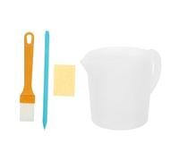 OKUMEYR Set de 4 Tasses à Mesurer en Silicone 500ml avec 3 Compartiments, Poignée Ergonomique, Accessoires Pinceau et Éponge, pour Peinture et Résine en Atelier Créatif