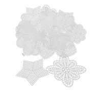 OKUMEYR Toile en Plastique pour Broderie 25pcs Blanc en Maille Pe Formes Cœurs, Étoiles, Fleurs et Papillons pour DIY Décoration et Fabrication de Marque-pages