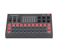 Okuyonic Table de Mixage Audio, ABS LED Display Noise Reduction Dual Channel Live Soundboard avec Batterie pour l'enregistrement pour Les Jeux