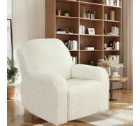 OKUYUK Housse de Chaise Inclinable, Lot de 4 Housses Extensibles pour Chaise Inclinable Housse de Fauteuil Relax Souple Protecteur de Meubles pour Chiens Chats (Blanc, 1 Place)