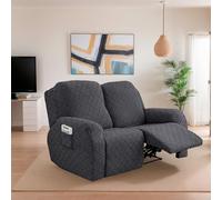 OKUYUK - Lot de 6 housses de chaise inclinable extensibles en tissu pour chaise inclinable, housse de protection pour meubles pour chiens et chats (gris foncé, 2 places)