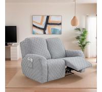 OKUYUK - Lot de 6 housses de chaise inclinable extensibles en velours pour chaise inclinable, housse de protection de meubles pour chiens et chats (gris clair, 2 places)