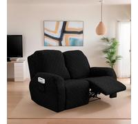 OKUYUK - Lot de 6 housses de chaise inclinable extensibles en velours pour chaise inclinable, housse de protection de meubles pour chiens et chats (Noir, 2 places)