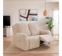 OKUYUK - Lot de 6 housses de chaise inclinable extensibles en velours pour chaise inclinable, housse de protection de meubles pour chiens et chats (Sable, 2 places)