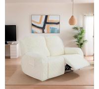 OKUYUK - Lot de 6 housses de chaise inclinable extensibles pour chaise inclinable, housse de protection de meubles pour chaise inclinable douce, protège-fauteuil pour chiens et chats (Blanc, 2 places)