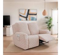 OKUYUK Lot de 6 housses de chaise inclinables extensibles et douces pour fauteuil inclinable - Housse de protection de meubles pour chiens et chats (taupe, 2 places)