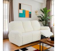 OKUYUK Lot de 8 housses de fauteuil inclinables extensibles et douces pour fauteuil inclinable - Housse de protection de meubles pour chiens et chats (blanc, 3 places)