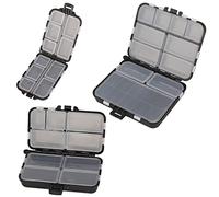 OKVGO Lot de 3 boîtes de rangement pour accessoires de pêche en mer et à la carpe, leurres de pêche à la ligne, hameçons, émerillons, appâts, perles, tubes, clips, 3 tailles, noir