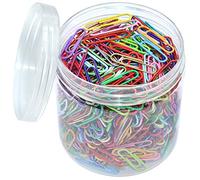 OKVGO - Lot de 500 trombones colorés avec boîte en plastique pour papeterie de bureau, 33 mm, multicolore (20 couleurs)