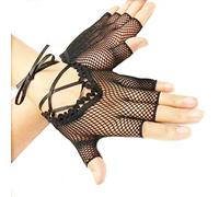 OKWIN Gants Féminins De Poignet Demi-Doigts Avec Des Filets Creux Et Croisés En Résille Lacent Des Mitaines Sexy