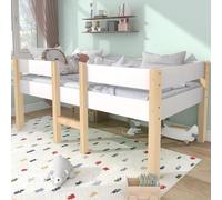 OKWISH Lit cabane 90x190 cm - Lit enfant mi-hauteur avec protection antichute - Bois massif - Sans Matelas - Blanc