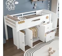 OKWISH Lit Enfant 140x200 cm – Mi-Hauteur en MDF – Sans Matelas – Blanc