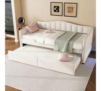 OKWISH Lit Gigogne 90x200 cm - Lit Tiroir - Sans Matelas - Beige